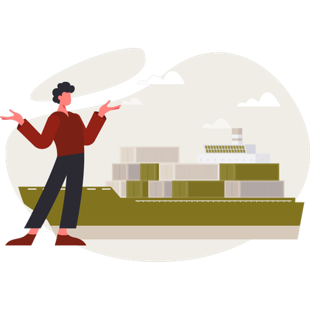 Der Mann präsentiert die Bootslieferung  Illustration