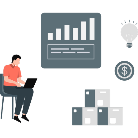 Der Mann überprüft das Managementdiagramm  Illustration