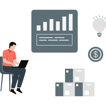 Der Mann überprüft das Managementdiagramm  Illustration