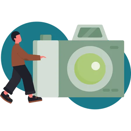 Der Mann richtet die Kamera  Illustration