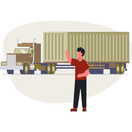 Der Mann zeigt Container Tuck  Illustration