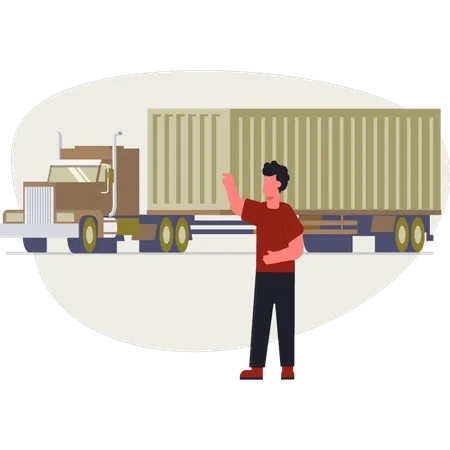 Der Mann zeigt Container Tuck  Illustration