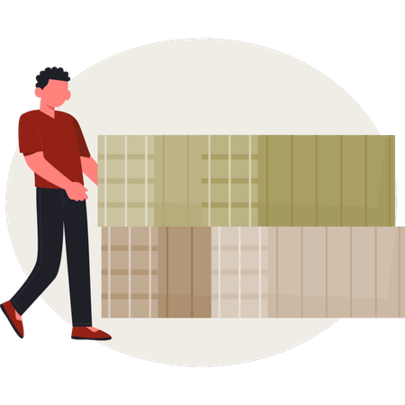 Der Mann zeigt Transportpakete  Illustration