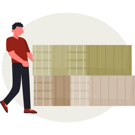Der Mann zeigt Transportpakete  Illustration