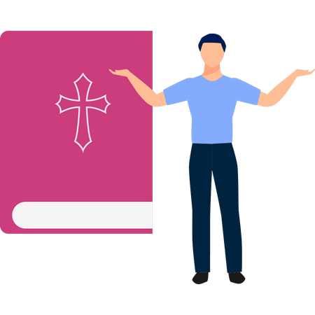 Mann stellt Bibelbuch dar  Illustration