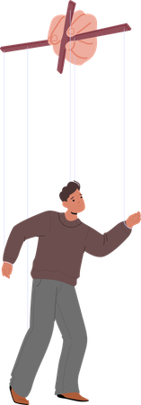 Mann wird durch Marionetten gesteuert  Illustration