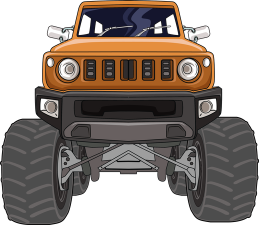 Der orangefarbene Offroad-Monstertruck  Illustration