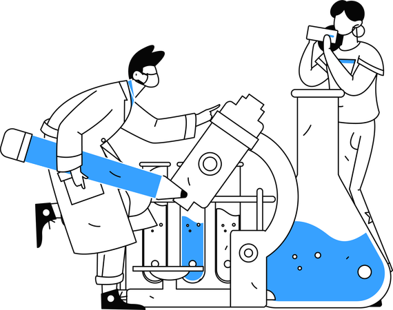 Les étudiants réalisent des expériences en laboratoire sur des produits chimiques  Illustration