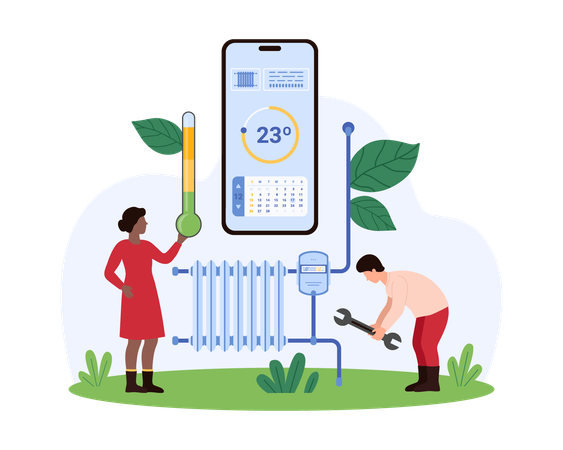 Des gens qui paient des factures mobiles  Illustration