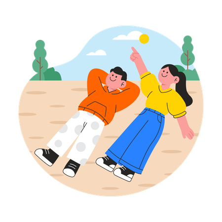 Des gens se détendent sur la plage  Illustration