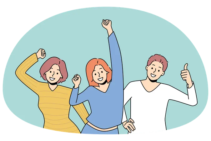 Des personnes souriantes et diverses s'amusent à danser  Illustration