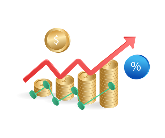 Des piles d'argent formant un graphique à barres  Illustration