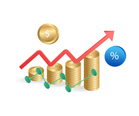 Des piles d'argent formant un graphique à barres  Illustration