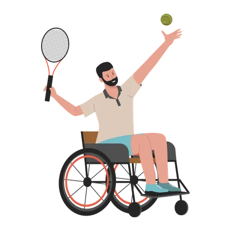 Deshabilitar hombre atleta jugando tenis  Illustration