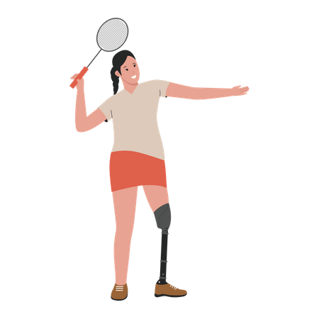 Désactiver l'athlète féminine jouant au badminton  Illustration