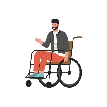 Désactiver l'homme assis sur un fauteuil roulant  Illustration