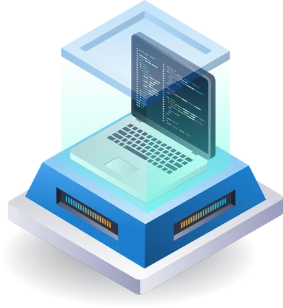 Sala de programación informática de aplicaciones para desarrolladores  Ilustración