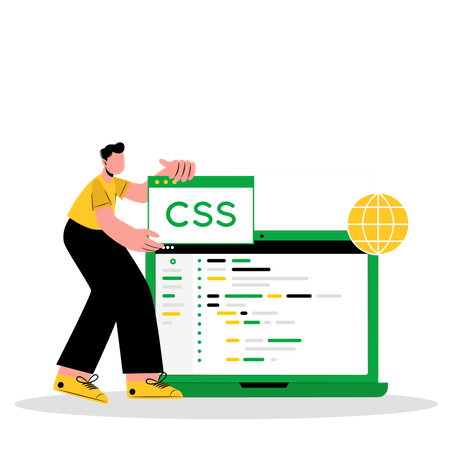 Desarrollador CSS masculino trabajando en código  Illustration
