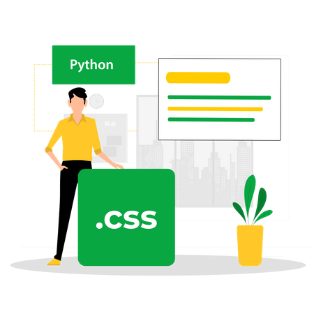 Desarrollador CSS masculino trabajando en desarrollo  Illustration