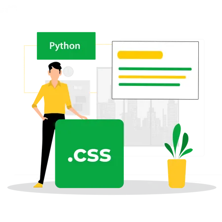 Desarrollador CSS masculino trabajando en desarrollo  Illustration
