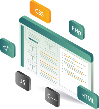 Desarrollador de aplicaciones con lenguaje de programación  Ilustración