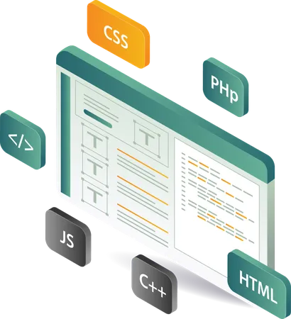 Desarrollador de aplicaciones con lenguaje de programación  Ilustración