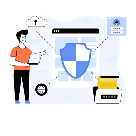 Desarrollador de ciberseguridad trabajando en un proyecto  Ilustración