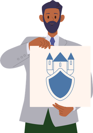 Desarrollador de logotipo de marca de hombre que demuestra identidad empresarial  Ilustración