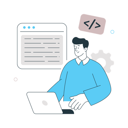 Desarrollador de software trabajando en desarrollo web.  Ilustración