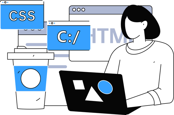 Desarrollador que trabaja en diferentes lenguajes  Illustration