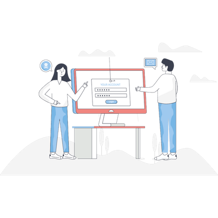 Desarrollador que trabaja en servicio de seguridad cibernética  Illustration