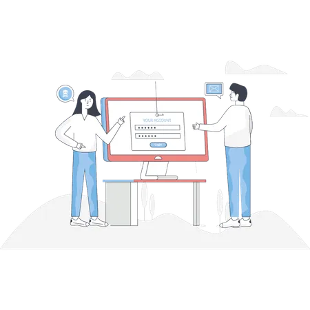 Desarrollador que trabaja en servicio de seguridad cibernética  Illustration