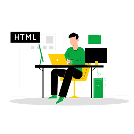 Trabajo de desarrollador en lenguaje HTML.  Ilustración