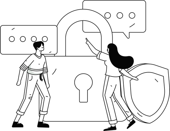 Desarrollador que trabaja en servicio de seguridad cibernética  Ilustración