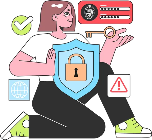 Desarrollador trabajando en seguridad web  Ilustración