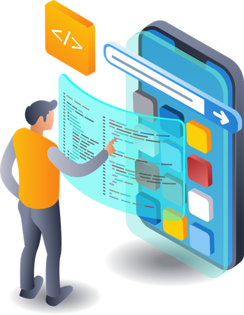 Aplicación de tecnología de programador de desarrollador web  Ilustración