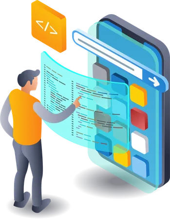 Aplicación de tecnología de programador de desarrollador web  Ilustración