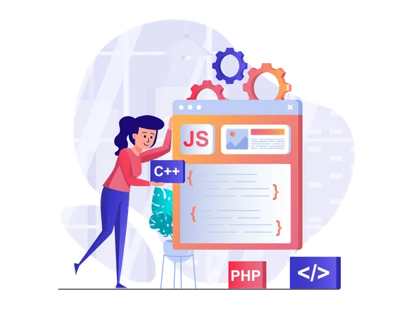 Desarrolladora de javascript femenina  Ilustración