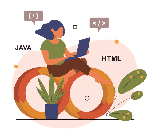 Desarrolladora de javascript femenina  Ilustración