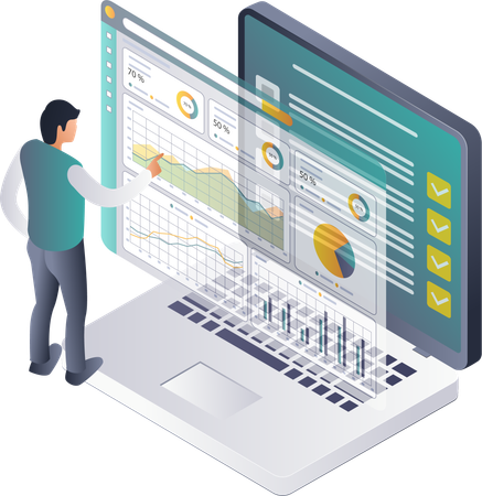 Desarrolladores y analistas de datos tecnológicos profesionales  Ilustración