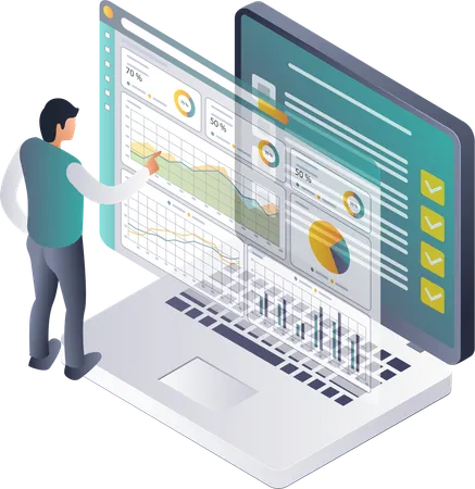 Desarrolladores y analistas de datos tecnológicos profesionales  Ilustración