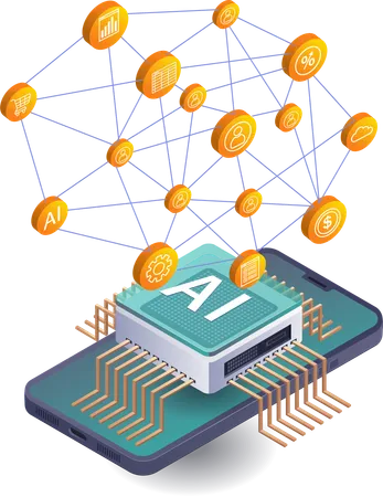 Desarrollo de redes empresariales con aplicaciones de inteligencia artificial para teléfonos inteligentes  Ilustración