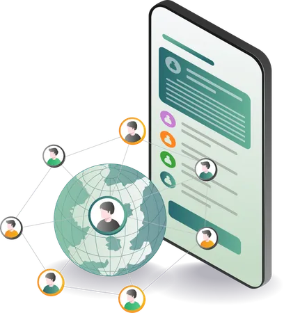 Desarrollo de redes sociales para aplicaciones de teléfonos inteligentes  Ilustración