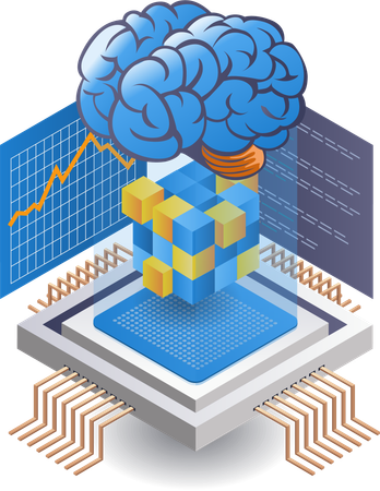 Desarrollo de la tecnología de inteligencia artificial blockchain  Ilustración