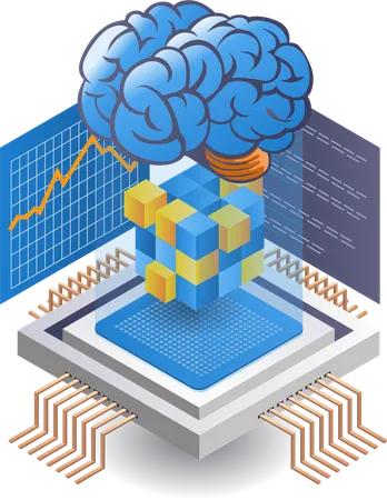 Desarrollo de la tecnología de inteligencia artificial blockchain  Ilustración