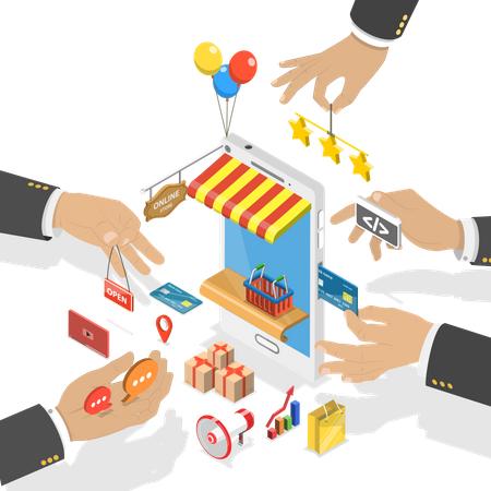 Desarrollo de tienda móvil  Ilustración