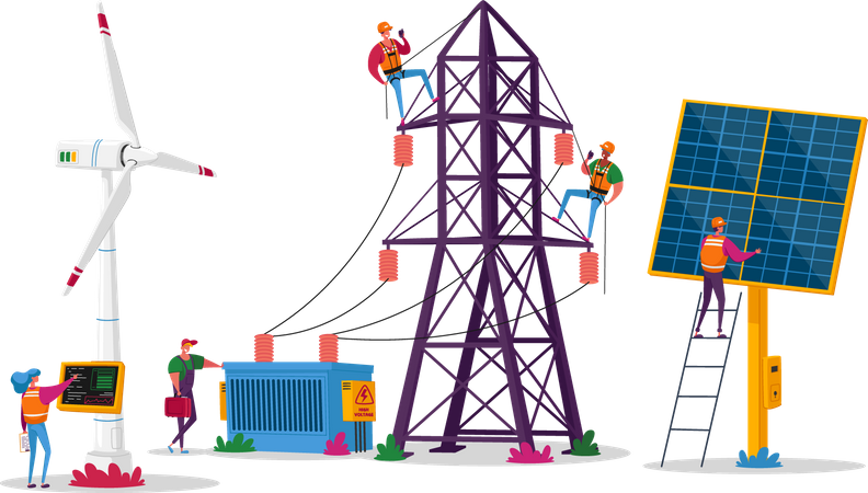 Desarrollo sostenible de energía verde  Ilustración