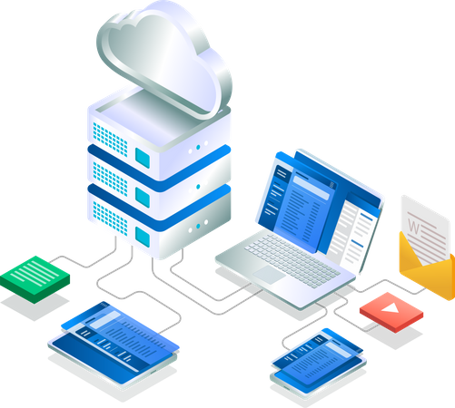 Desarrollo de tecnología de servidor en la nube.  Ilustración