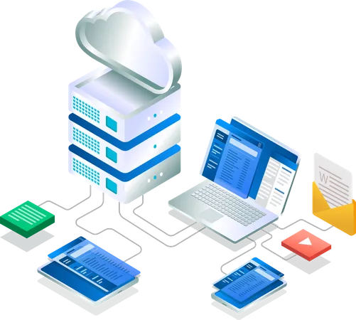 Desarrollo de tecnología de servidor en la nube.  Ilustración