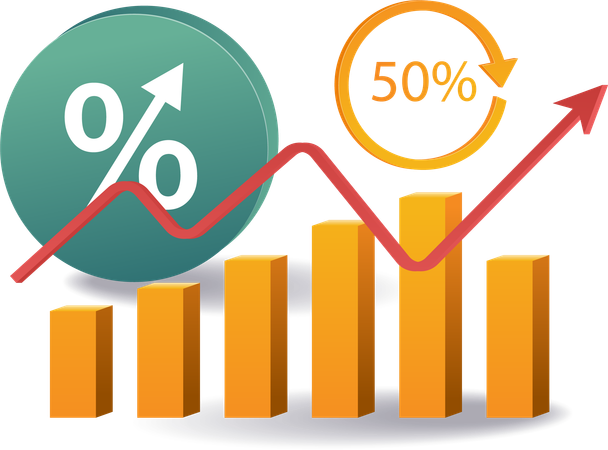 Gráfico de barras de análisis y desarrollo empresarial  Illustration